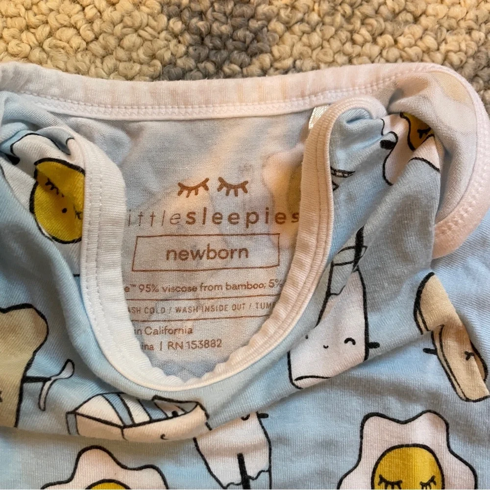 Baby Blue Knotted Gown Pajamas For Newborn Breakfast Pattern